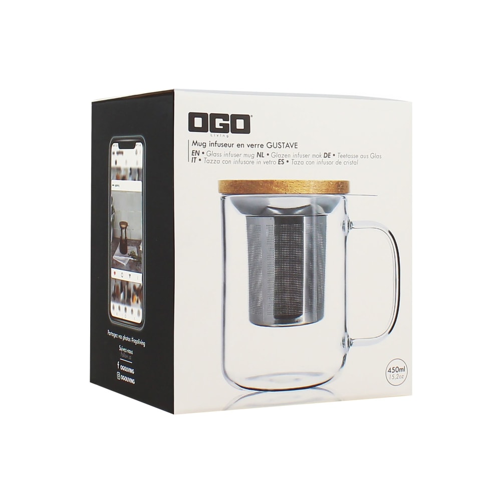Tisanière en verre et couvercle en bois d'acacia 450ml - Maisons du Monde