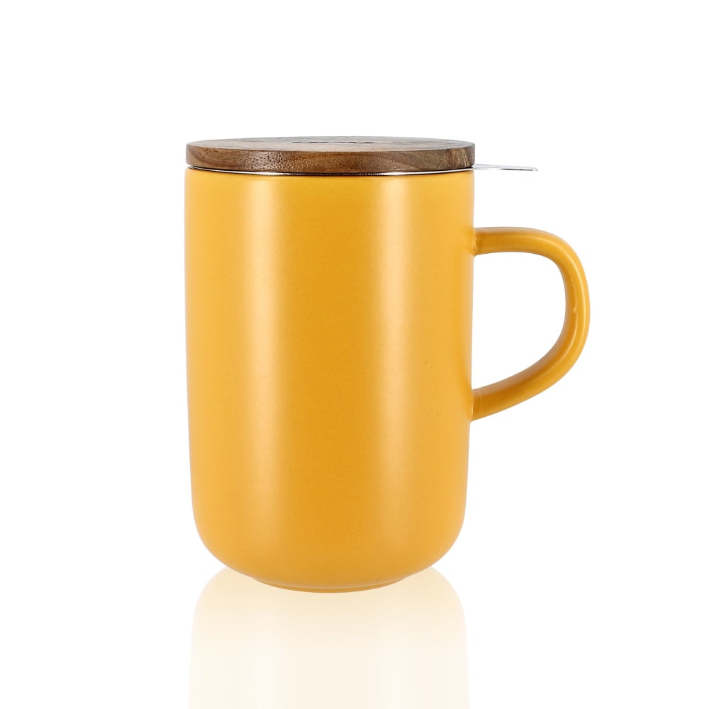 Tisanière en grès avec couvercle en bois d'acacia 475ml