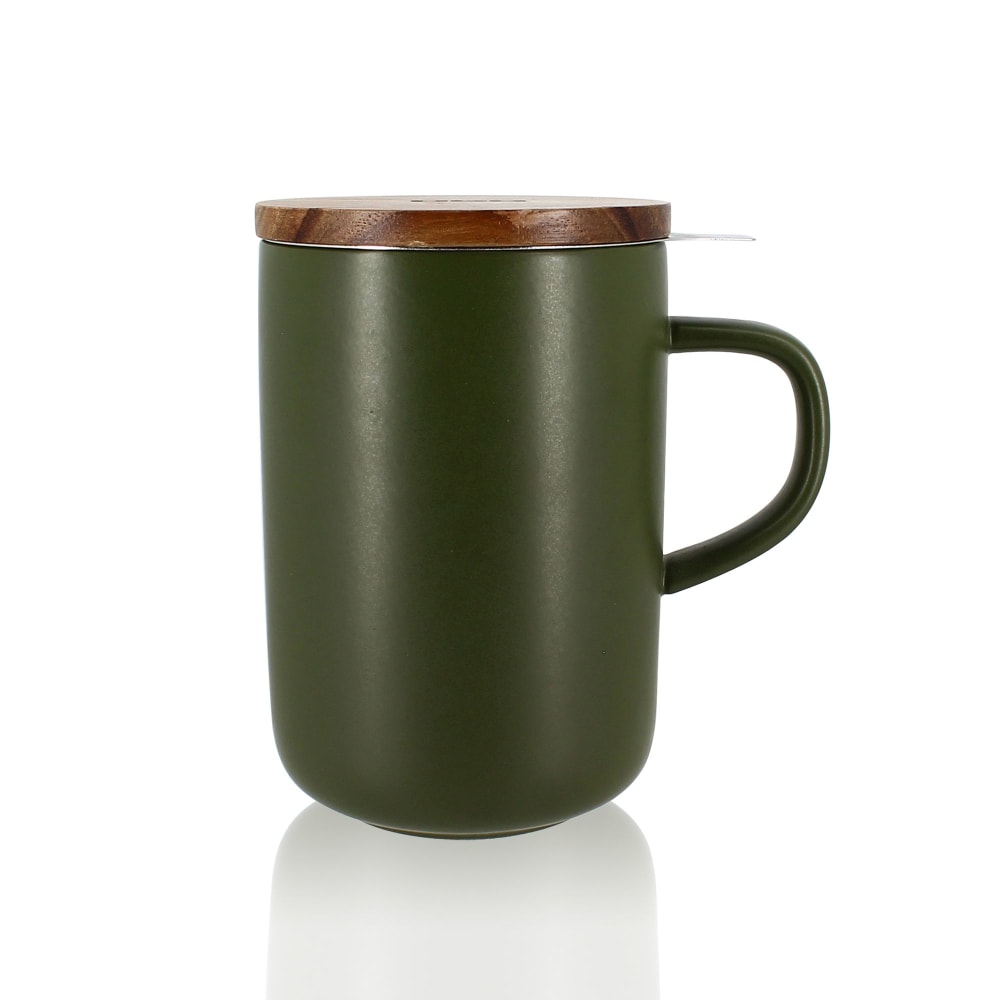 Tisanière en grès avec couvercle en bois d'acacia 475ml