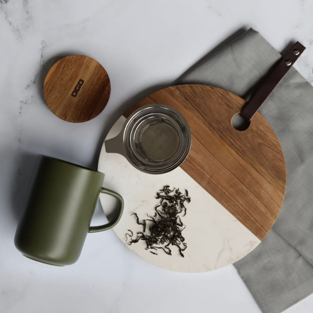 Tisanière en grès avec couvercle en bois d'acacia 475ml - Maisons du Monde