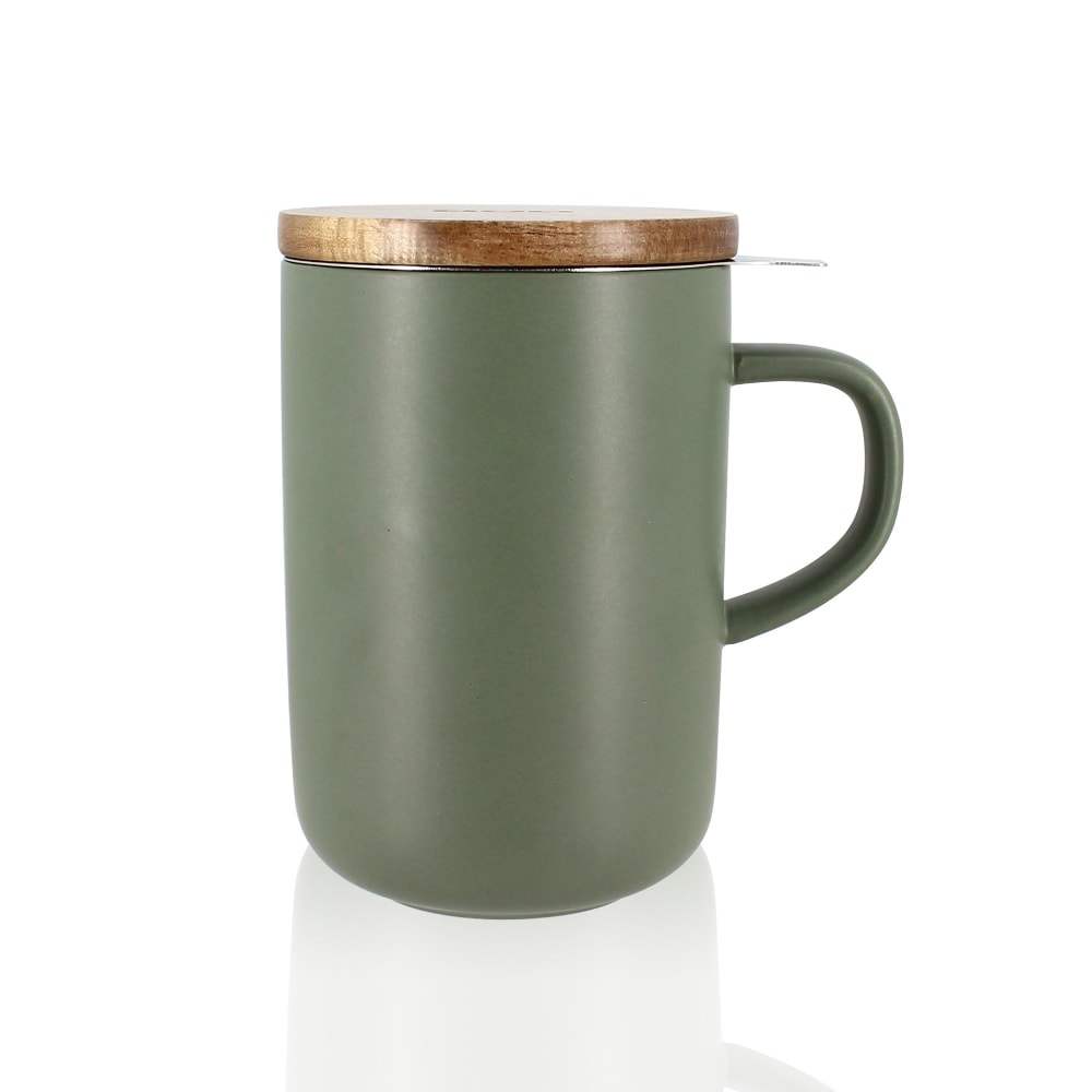 Tisanière en grès avec couvercle en bois d'acacia 475ml