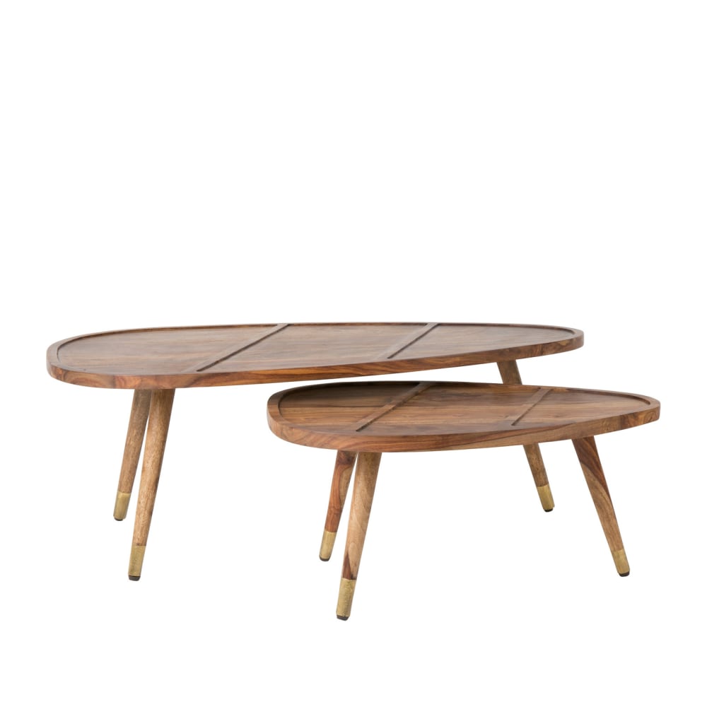 Set de 2 tables basses en bois marron Set de 2 tables basses en bois marron