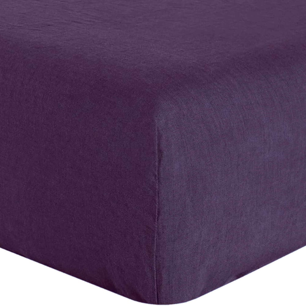 Drap housse lin prune 200x200 cm