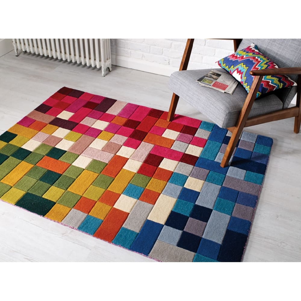 Tapis fait main en laine multicolore 160x230 cm
