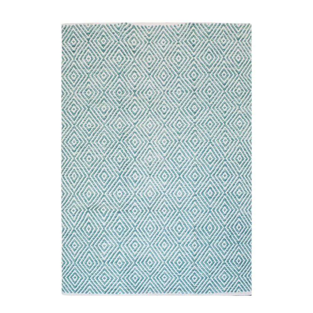 Tapis design en coton - bleu ciel