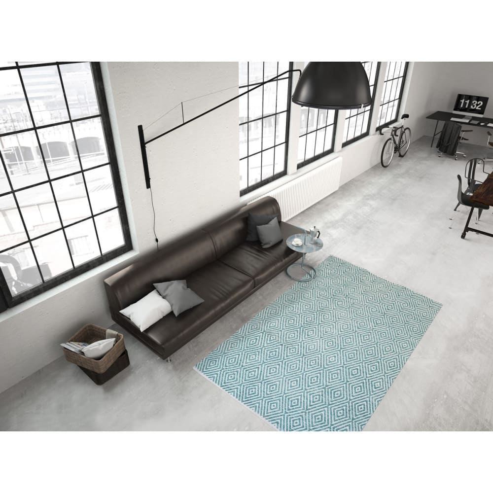 Tapis design en coton bleu ciel 120x170 cm — vue 3