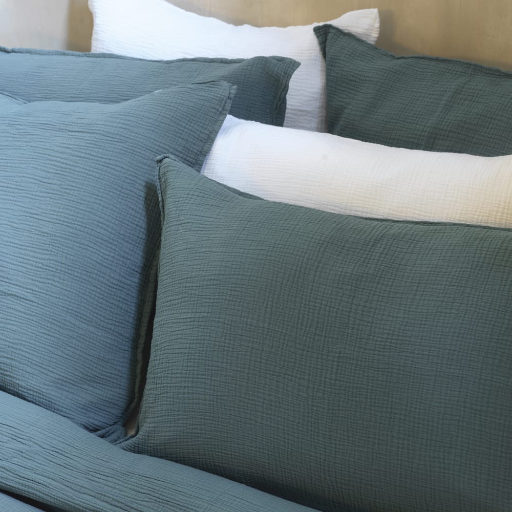 Funda de almohada gasa de algodón color esmeralda 50 X 70 cm - Maisons du Monde