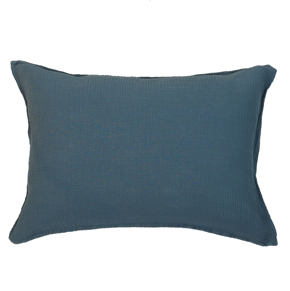 Taie d'oreiller gaze de coton bleu orage 50X70 CM