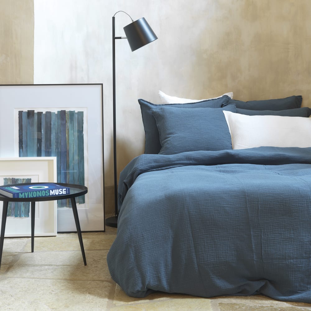 Taie d'oreiller gaze de coton bleu orage 50X70 CM — vue 4