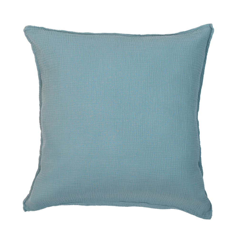 MAISON D ETE Taie d'oreiller gaze de coton bleu min&eacute;ral 65X65 CM