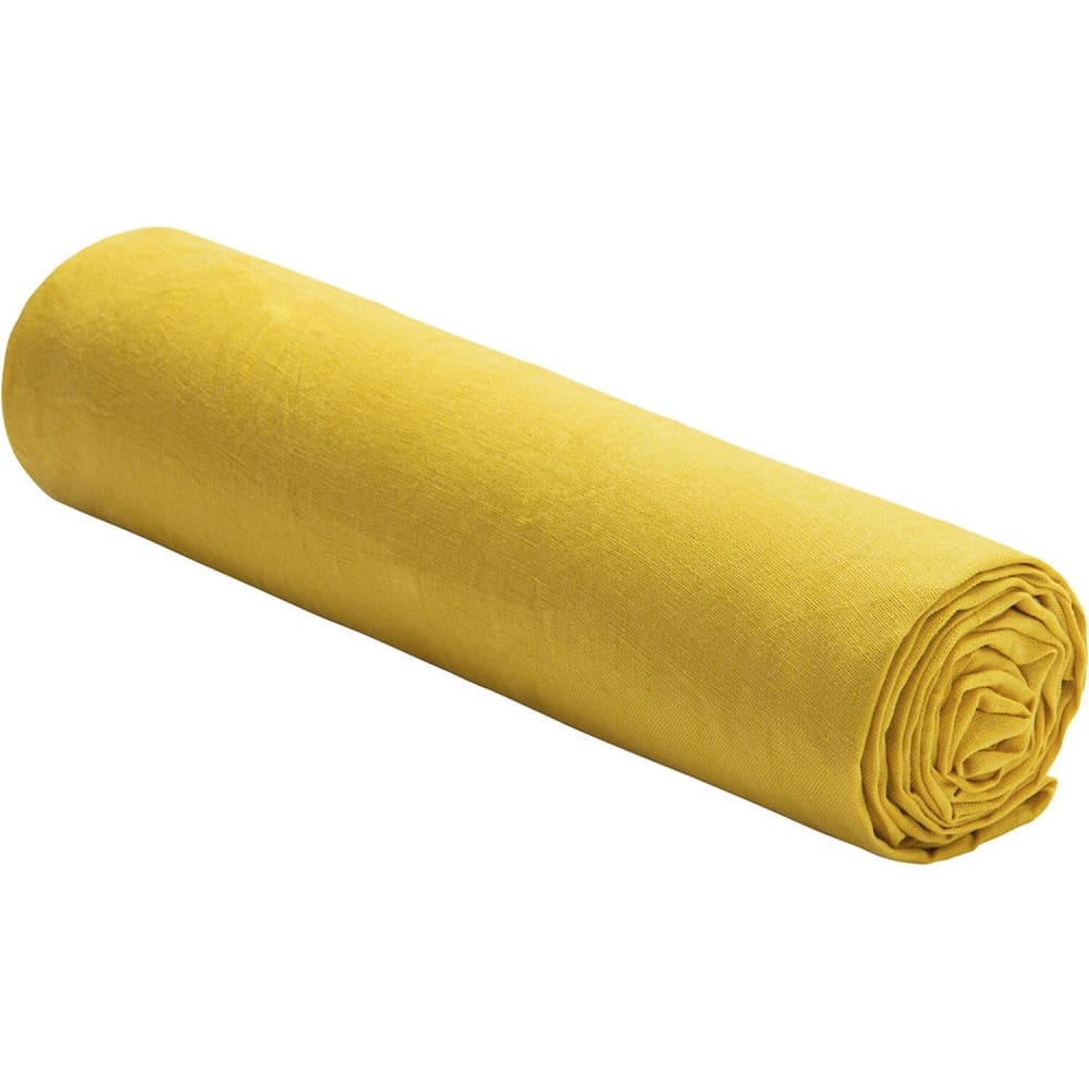 Drap housse lin jaune lumière 200x200 cm — vue 3