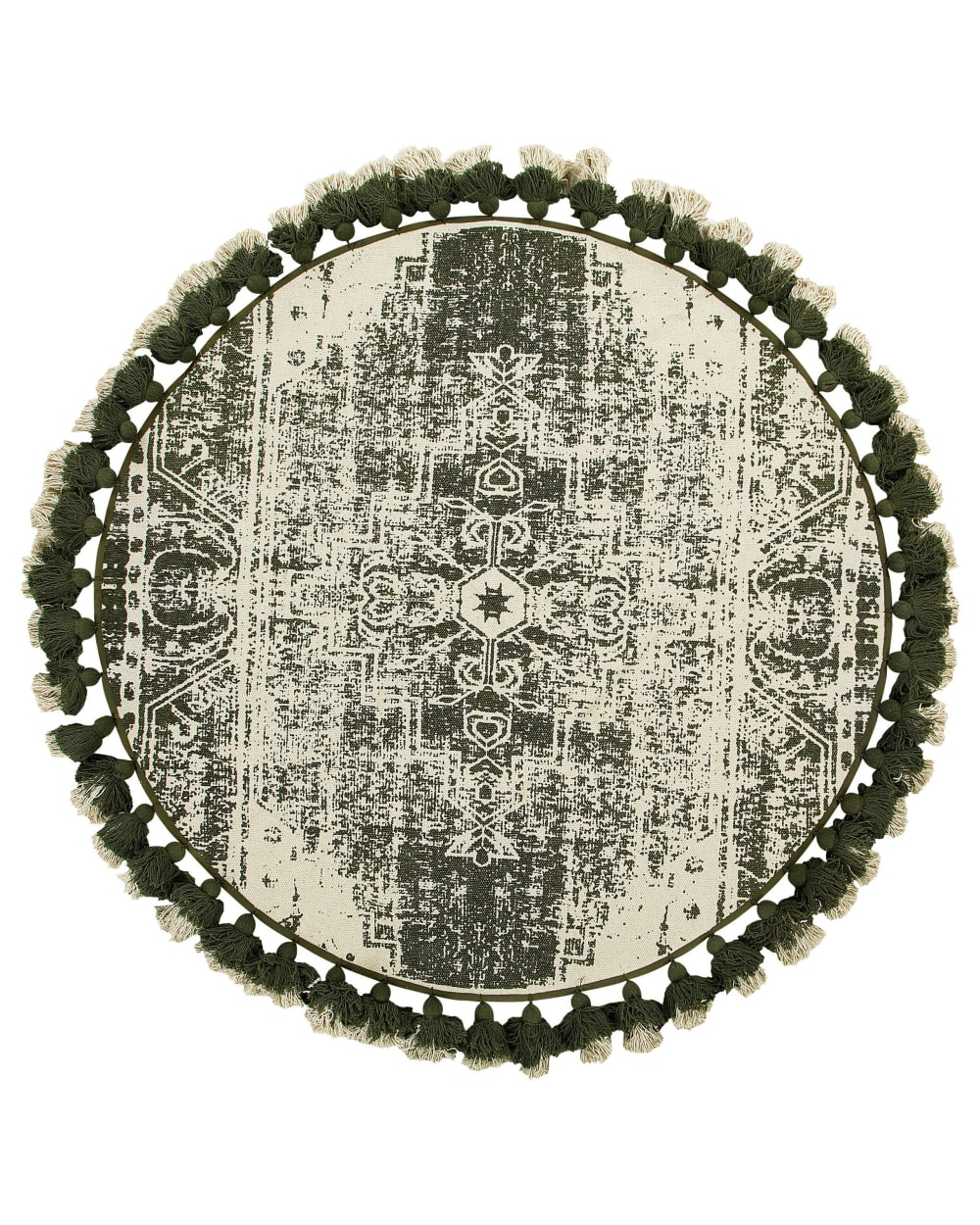 Beliani Kurzflor Teppich aus Stoff 120 x 120cm, grün style classic chic - Baumwolle