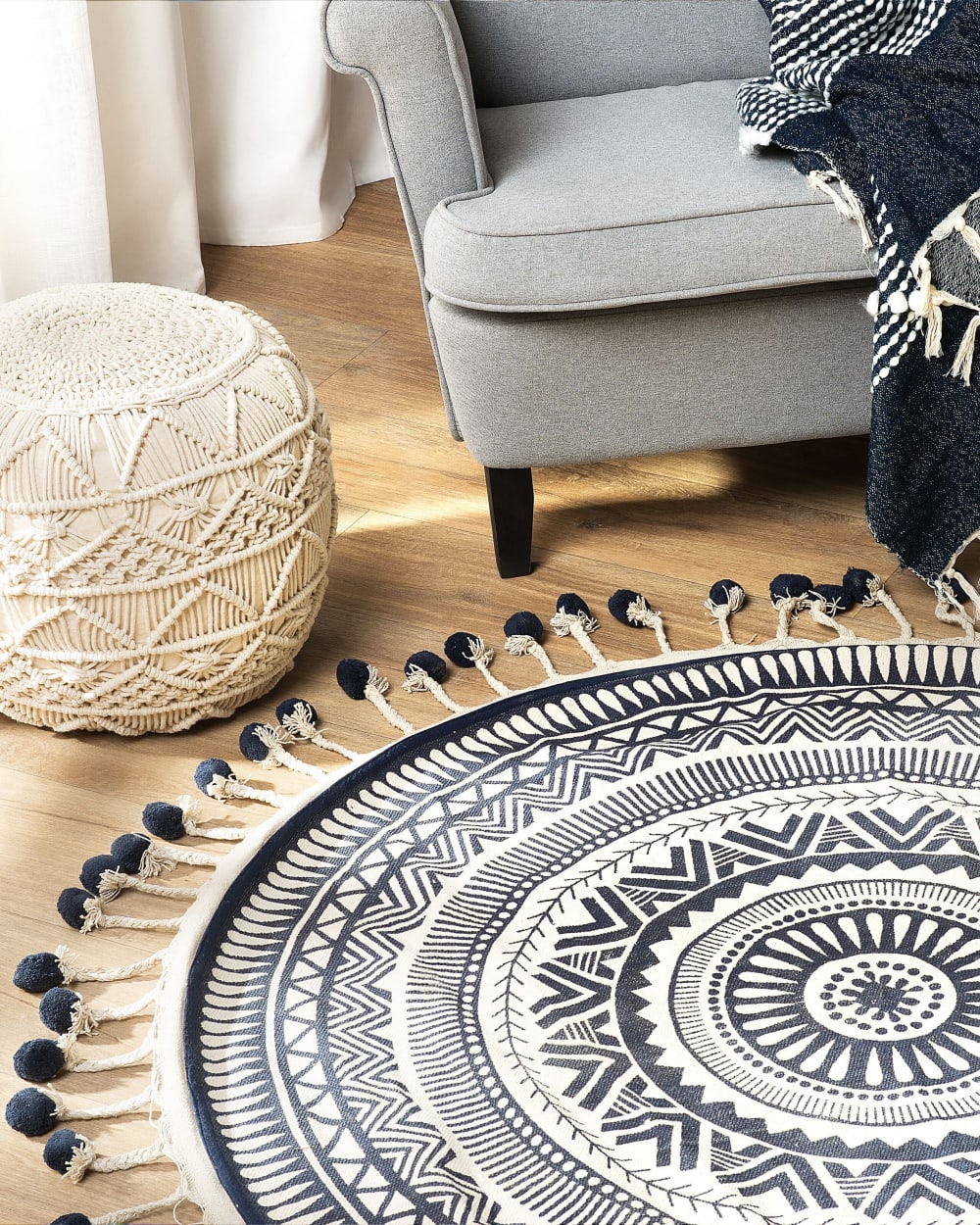 Tapis en tissu bleu 120x120cm — vue 3
