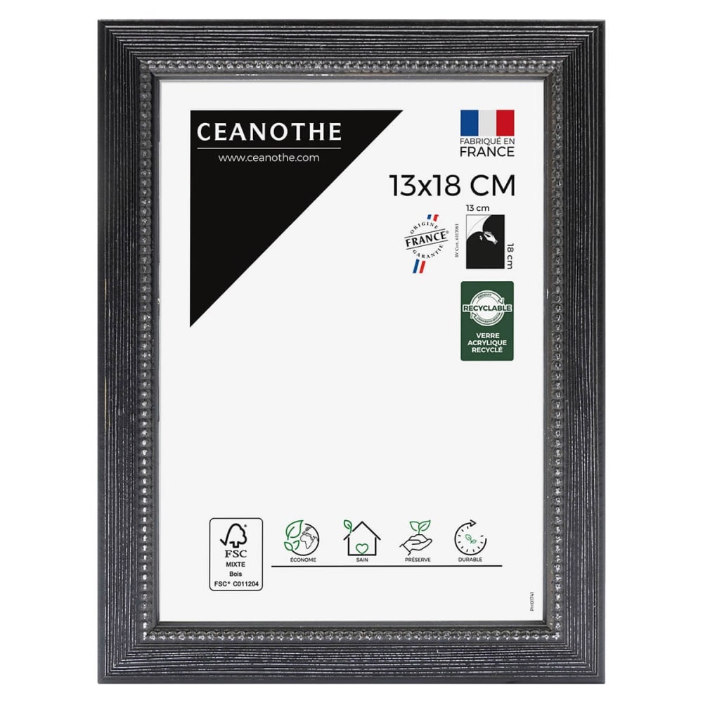 Cadre photo Perle noir 13x18 cm