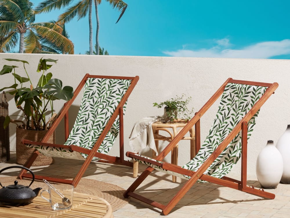 Chaise longue en bois vert avec tissus de remplacement