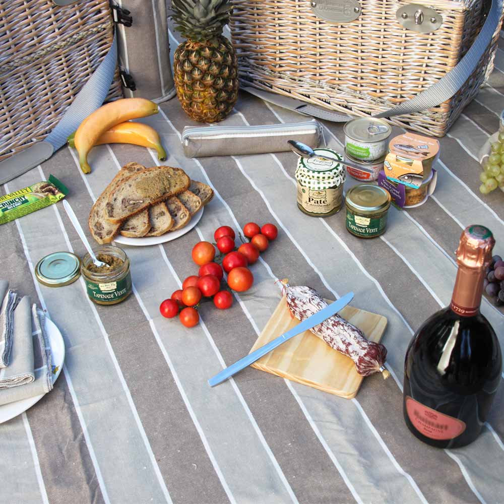 Tovaglia da picnic con rovescio impermeabile beige e grigia