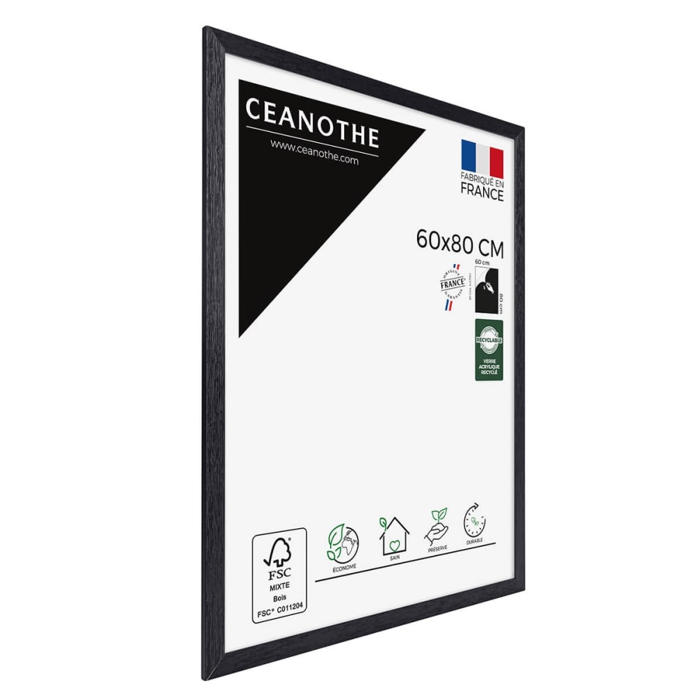 Cadre photo noir 50x70 cm bois reconstitué fsc — vue 4