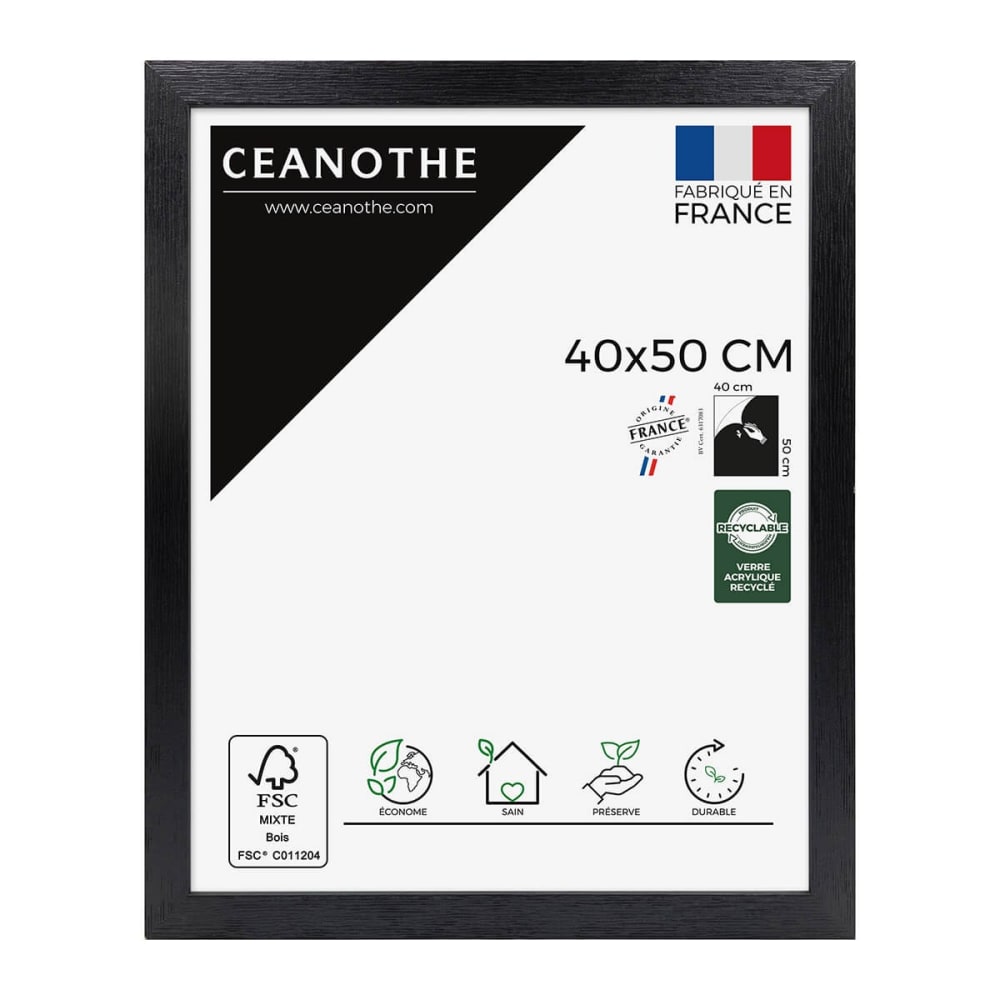 Cadre photo noir 40x50 cm bois reconstitué fsc