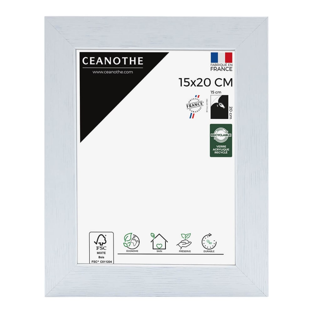 Cadre photo blanc 15x20 cm bois reconstitué fsc