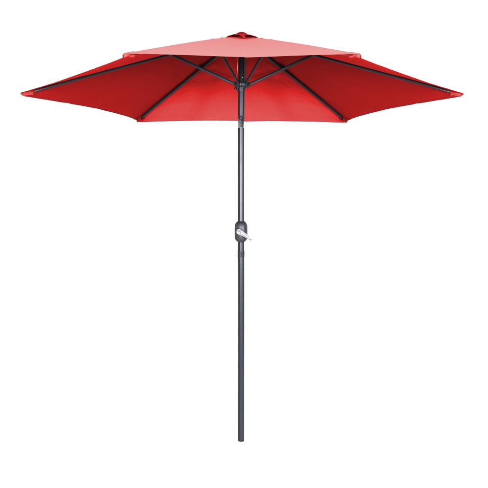 Parasol droit 3m inclinable à manivelle en aluminium rouge