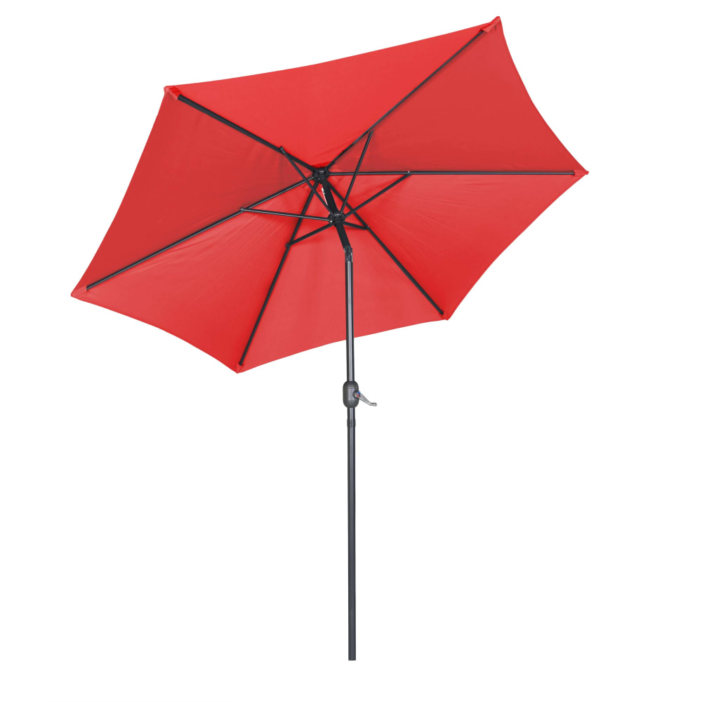 Parasol droit 3m inclinable à manivelle en aluminium rouge