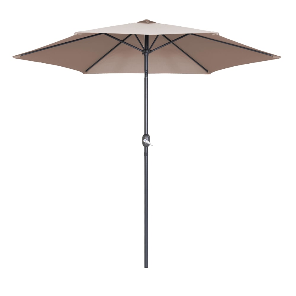Oviala Gerader Sonnenschirm mit neigbarer Kurbel Taupe Beige Aluminium