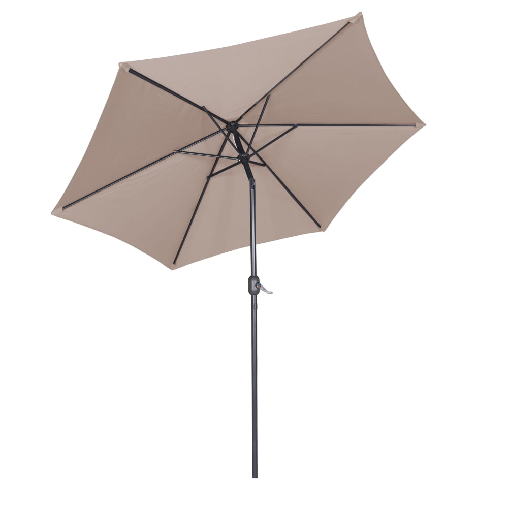 Parasol droit 3m inclinable à manivelle en aluminium taupe