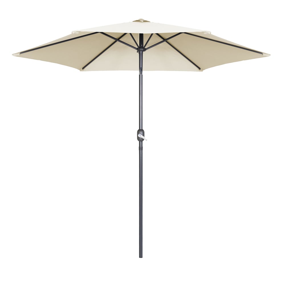 Parasol droit 3m inclinable à manivelle en aluminium écru