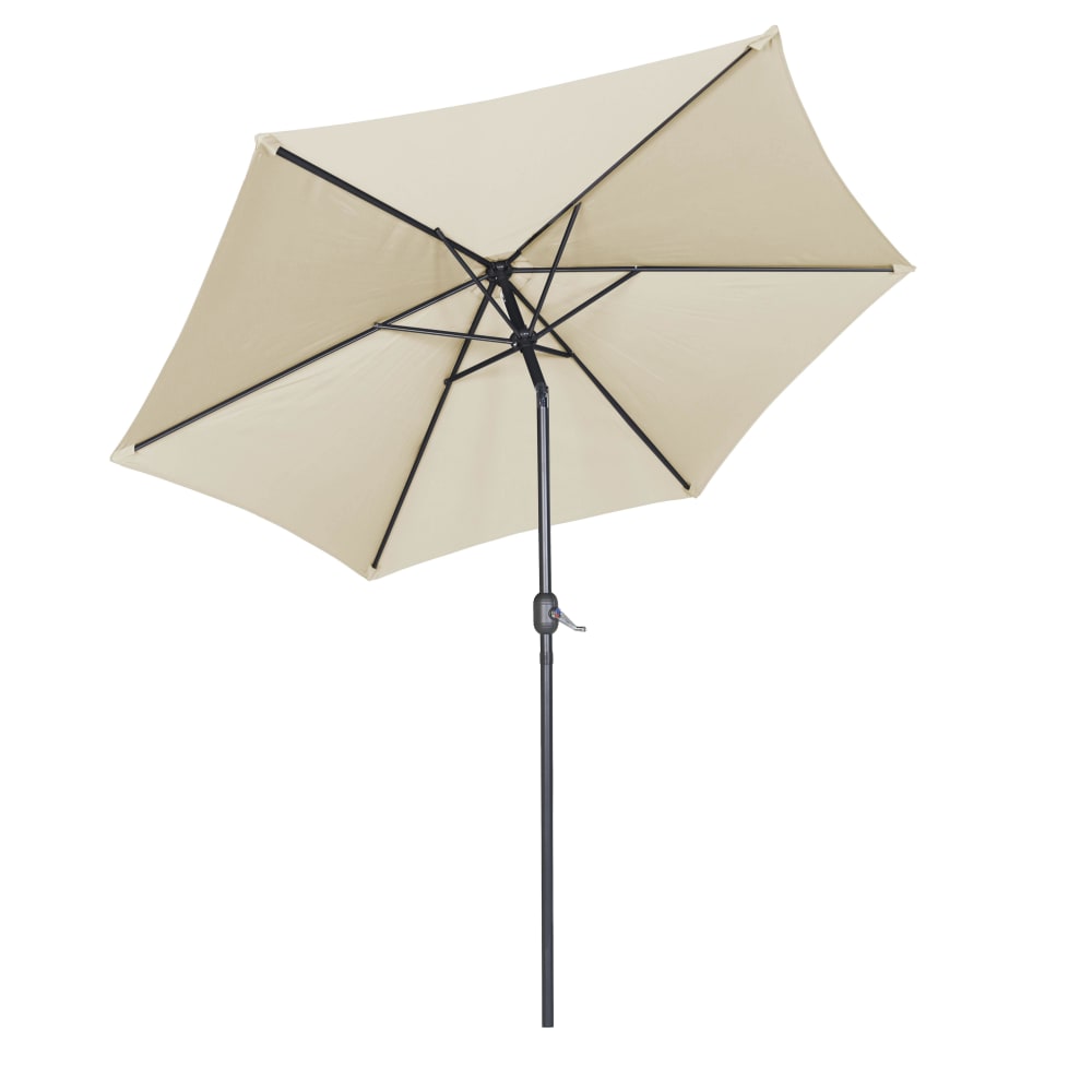 Parasol droit 3m inclinable à manivelle en aluminium écru