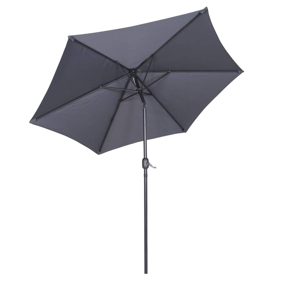 Parasol droit 3m inclinable à manivelle en aluminium gris anthracite