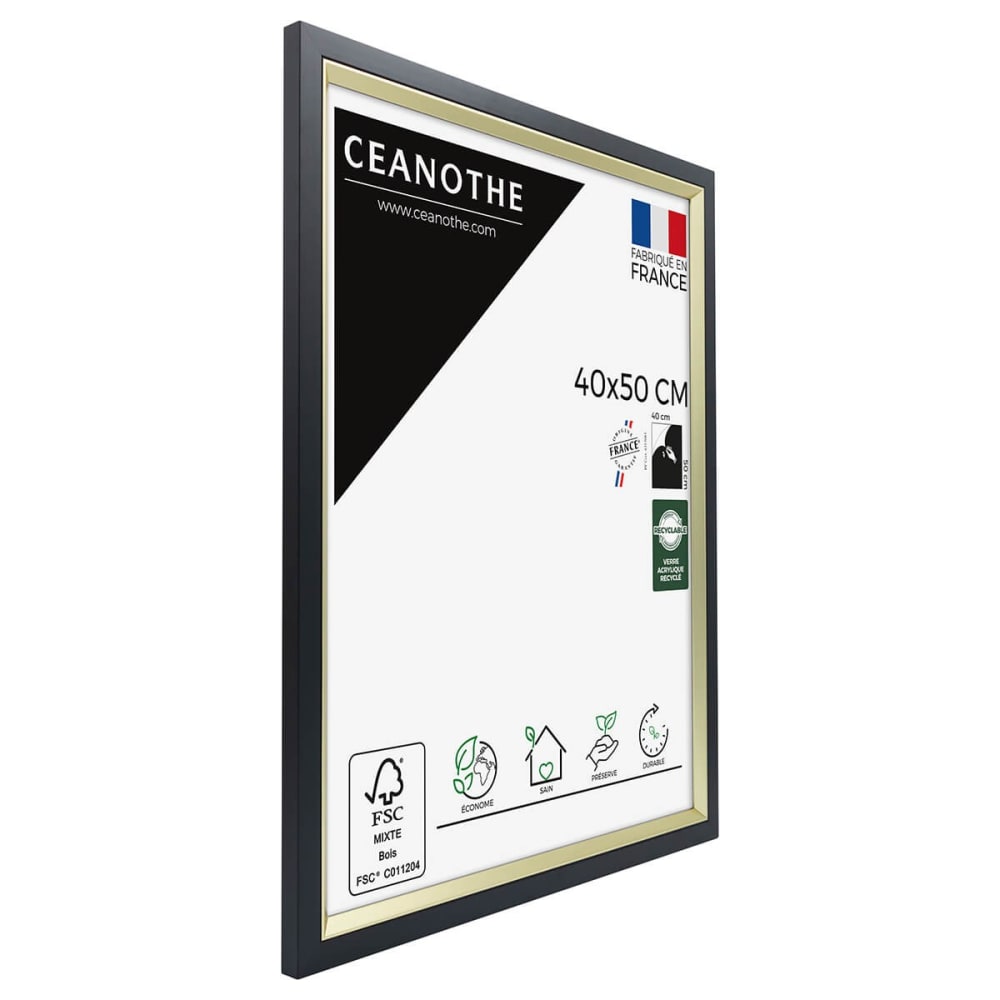 Cadre photo noir doré 40x50 cm résine recyclée — vue 4
