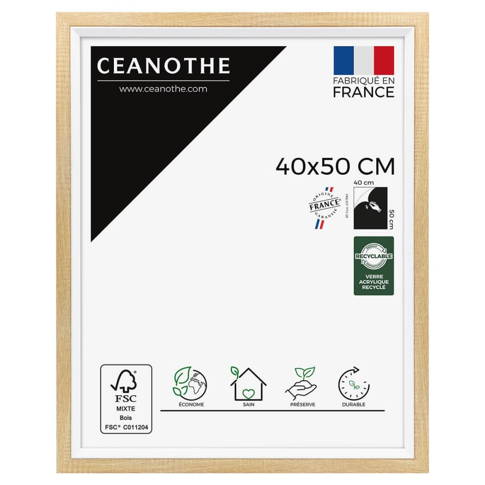Cadre photo bois blanc 40x50 cm résine recyclée
