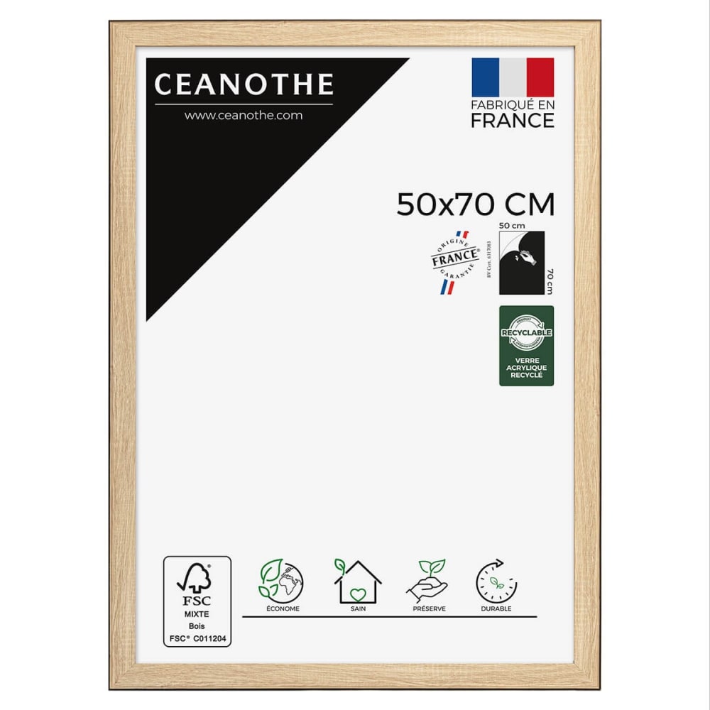 Cadre photo Newton bois noir 50x70 cm résine recyclée