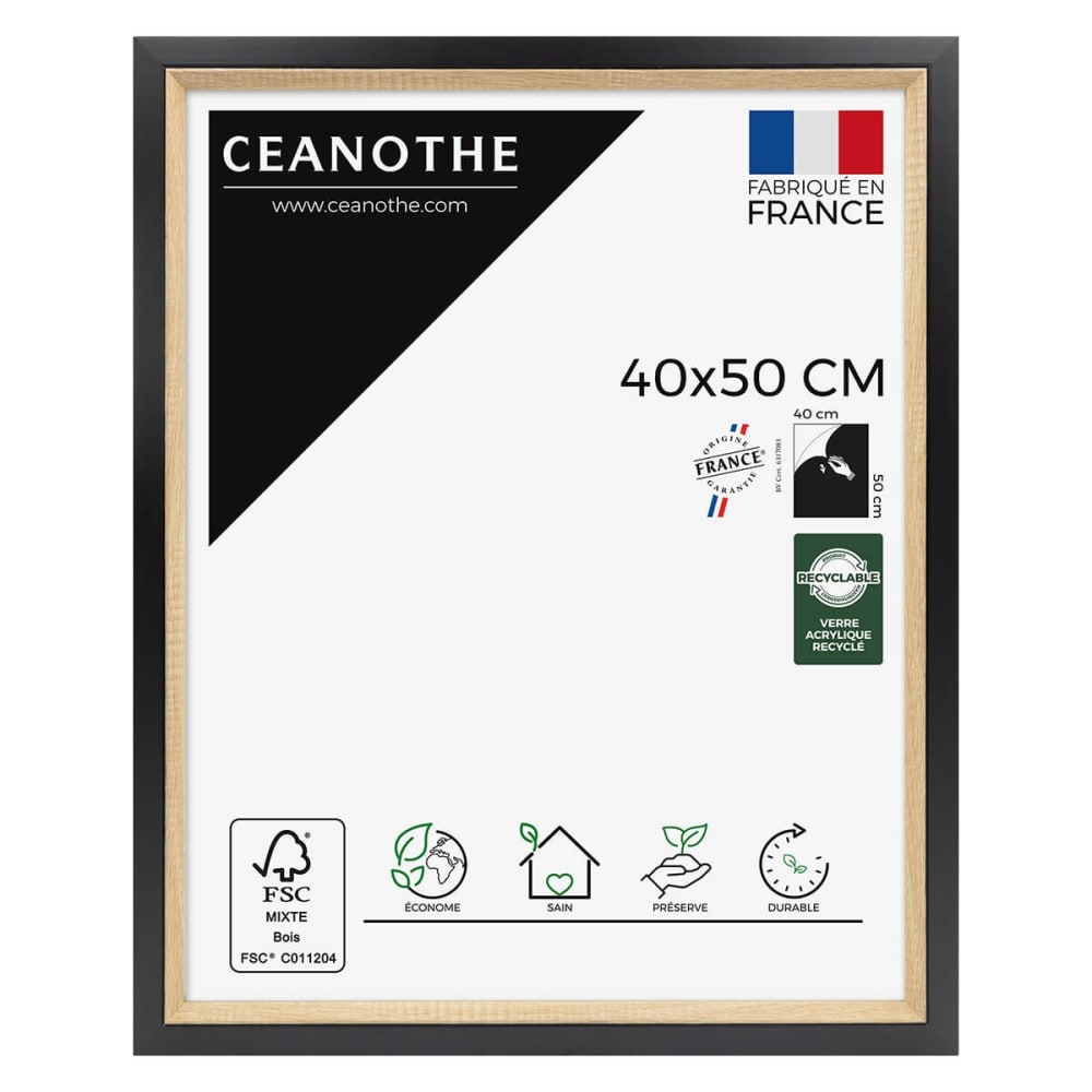 Cadre photo bois noir 40x50 cm résine recyclée