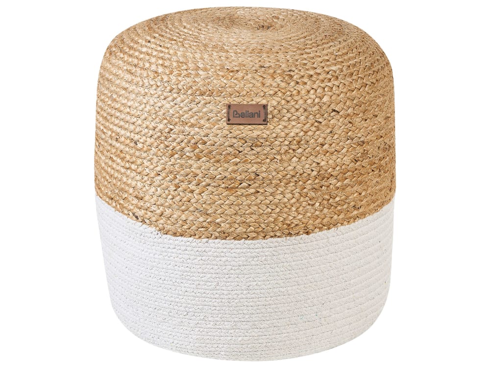 pouf en tissu blanc 46x48cm