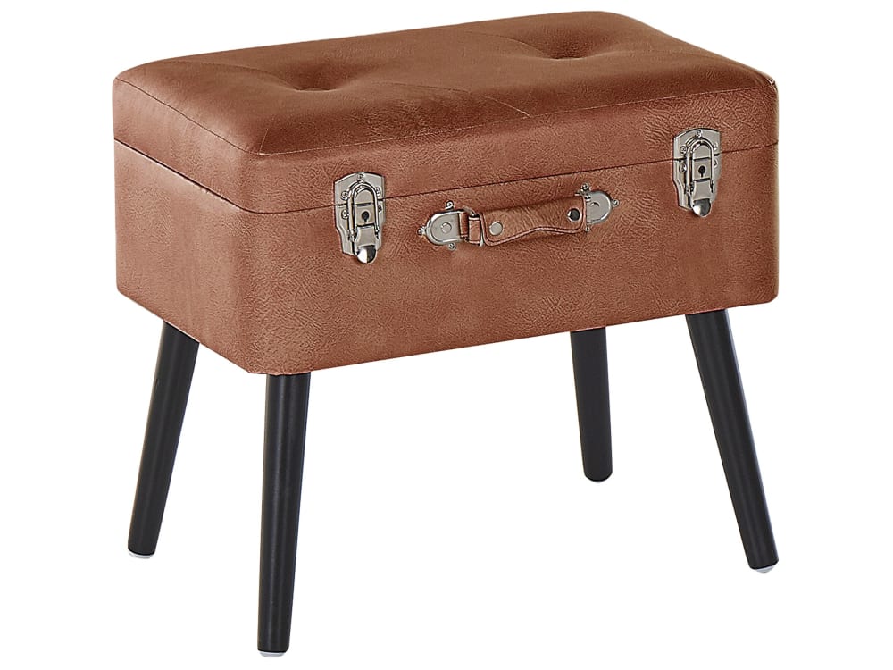 Hocker Aus Kunstleder L36 Cm, Braun