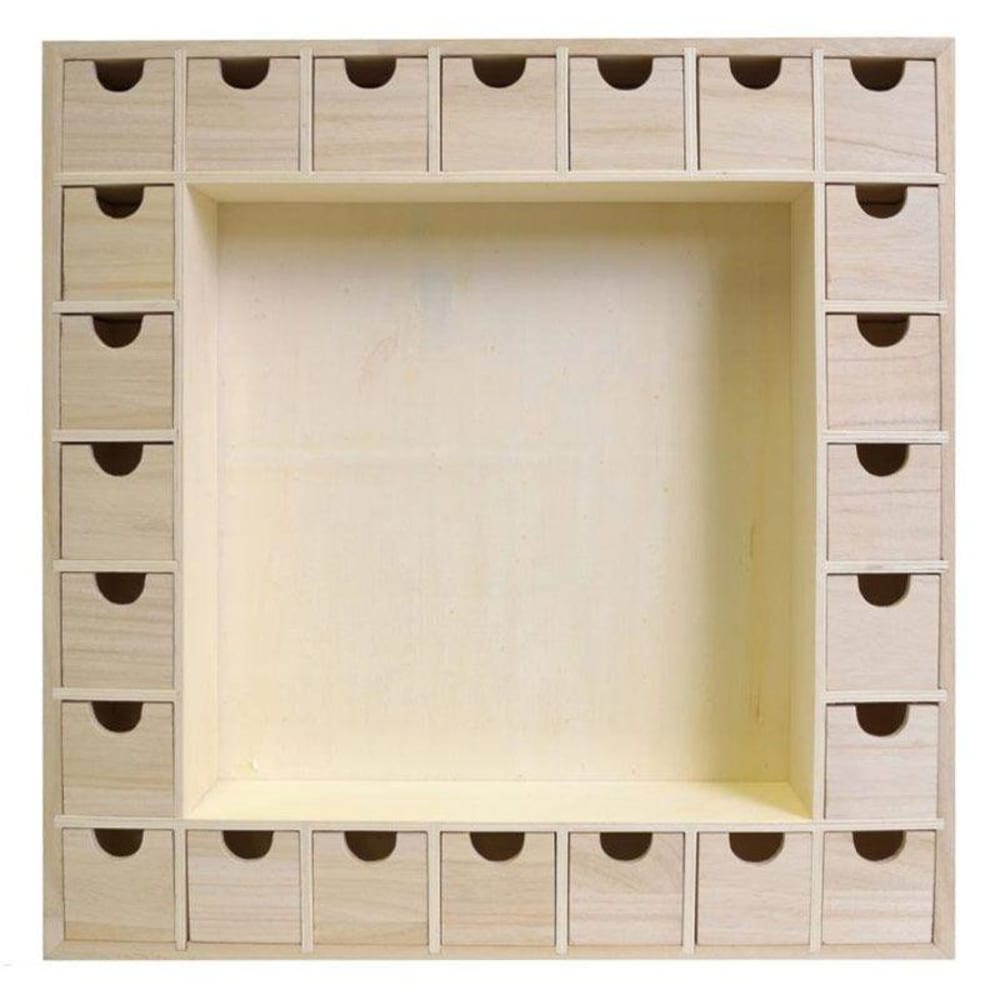 Artemio Calendrier de l'Avent bois carré 39x39cm Beige