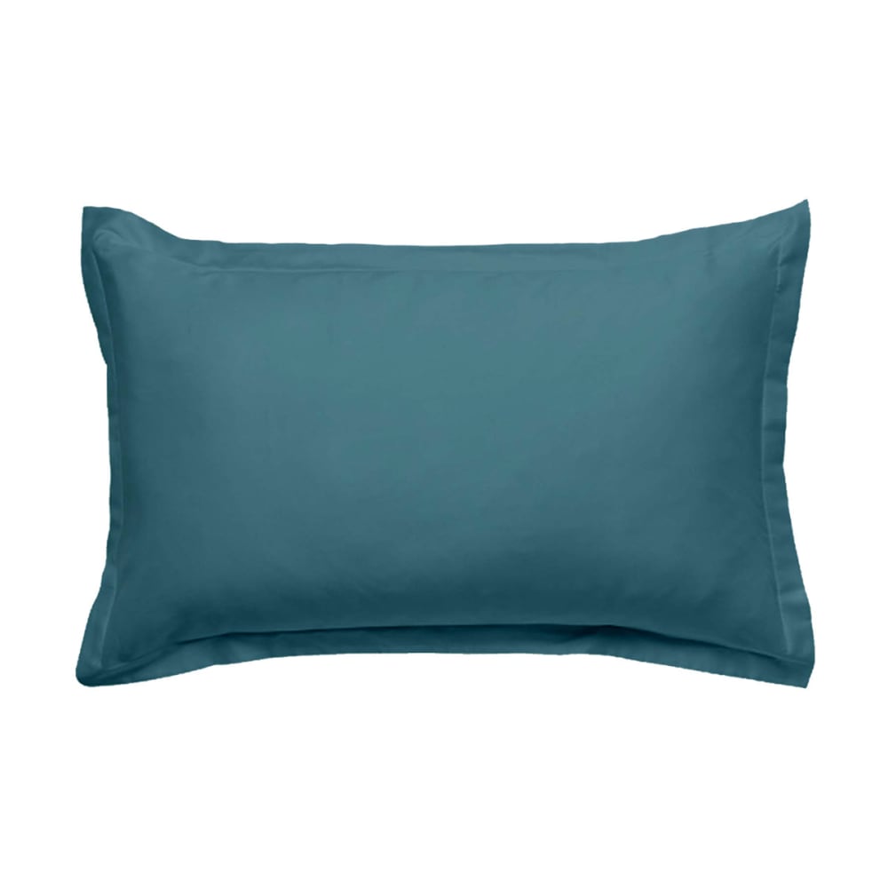 Taie d'oreiller coton unie bleu canard 50x70cm - Maisons du Monde