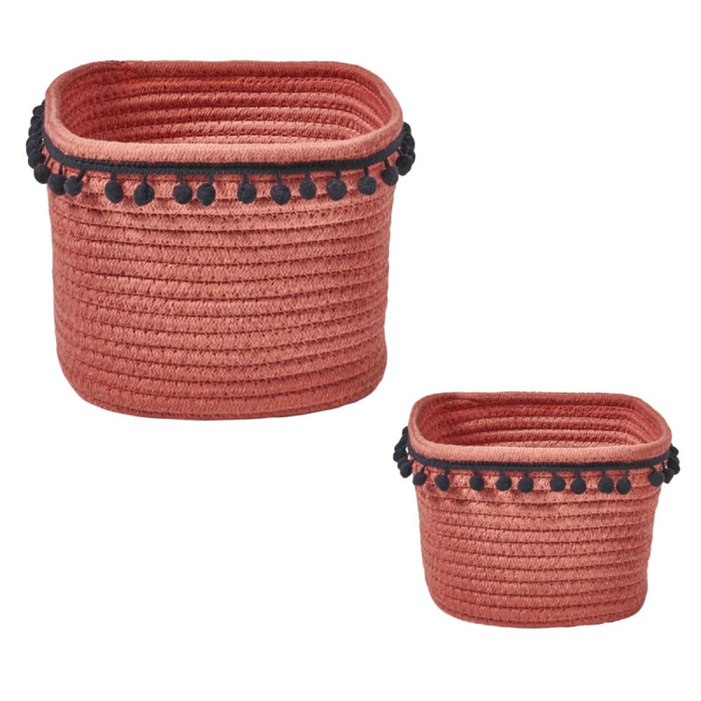 Guy Levasseur Lot de 2 paniers de rangements corde de coton style inspirations d'ailleurs Rouge