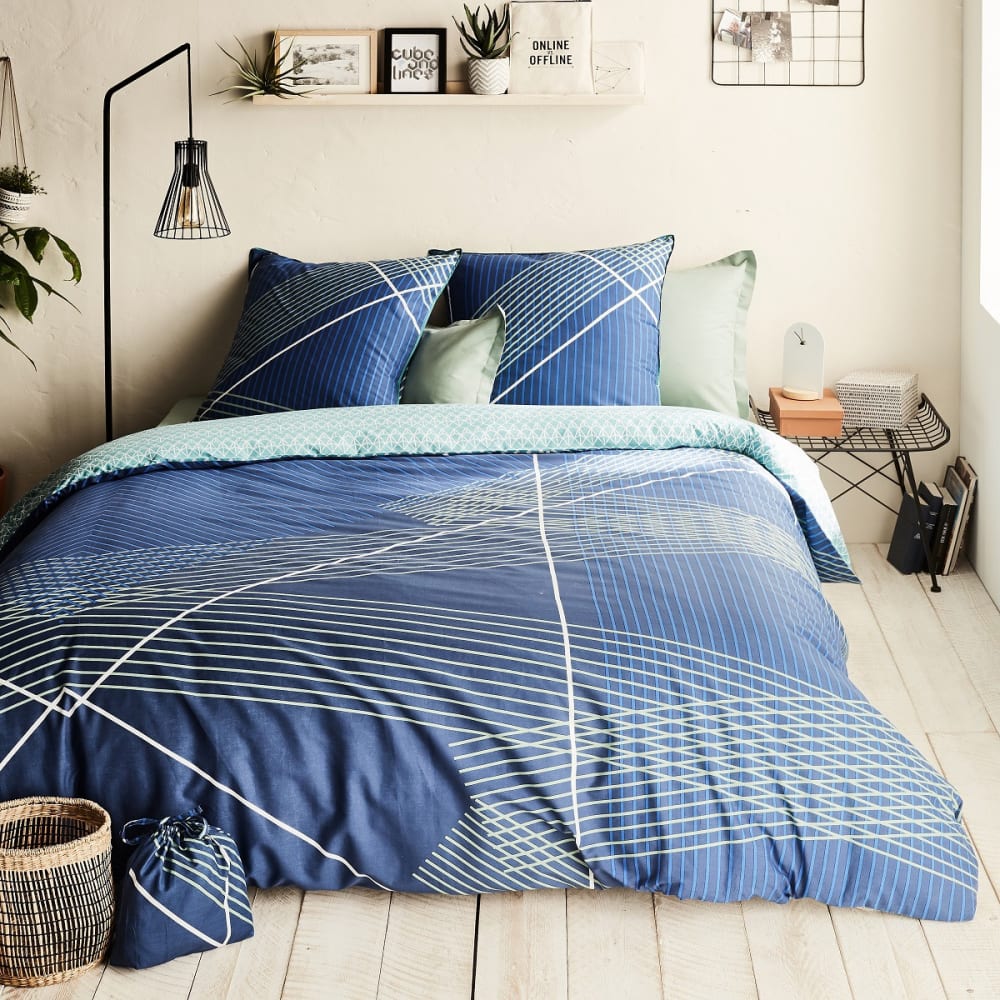 Parure de lit 2 personnes graphique réversible 260x240cm