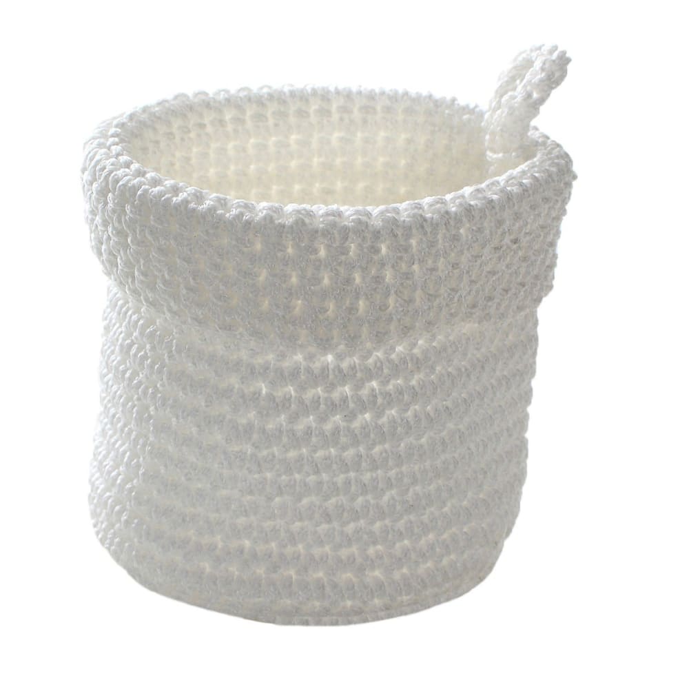 Calicosy Panier rond maille crochet 12x10cm - blanc - Pvc - Poly Chlorure De Vinyle