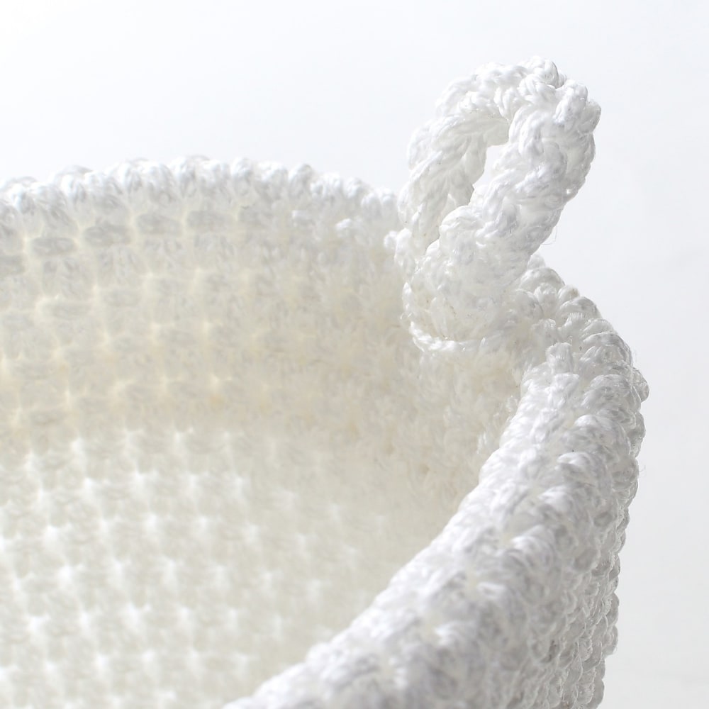 Panier rond maille crochet 12x10cm - blanc - Maisons du Monde