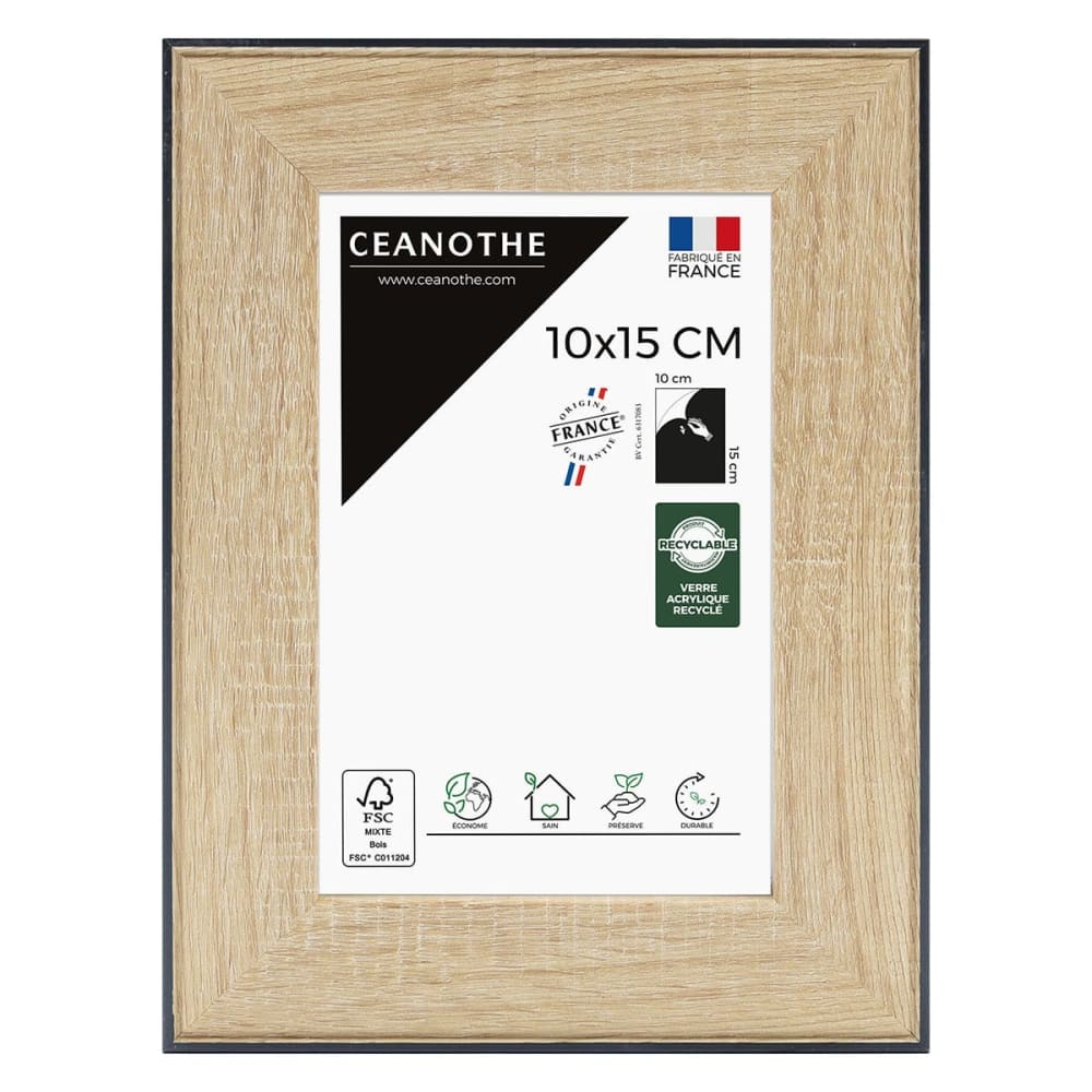 Cadre photo bois noir 10x15 cm résine recyclée