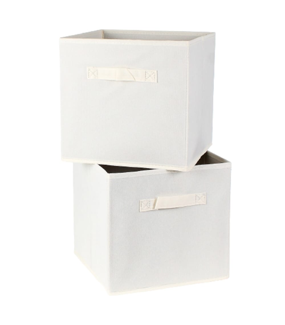 Cube de rangement intissé 28x28cm - Lot de 2 - Écru
