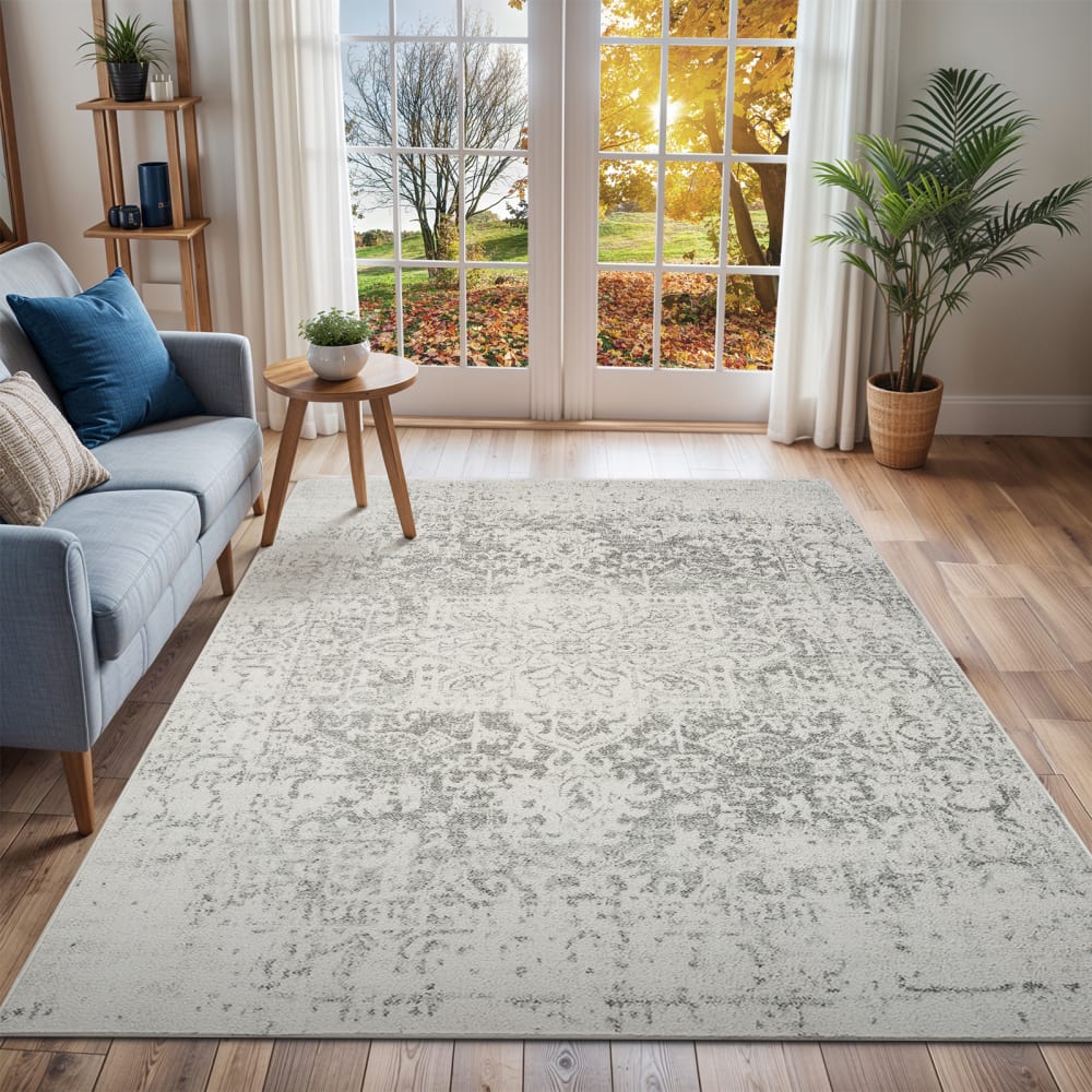 Tapis vintage oriental gris/blanc 200x275 — vue 3