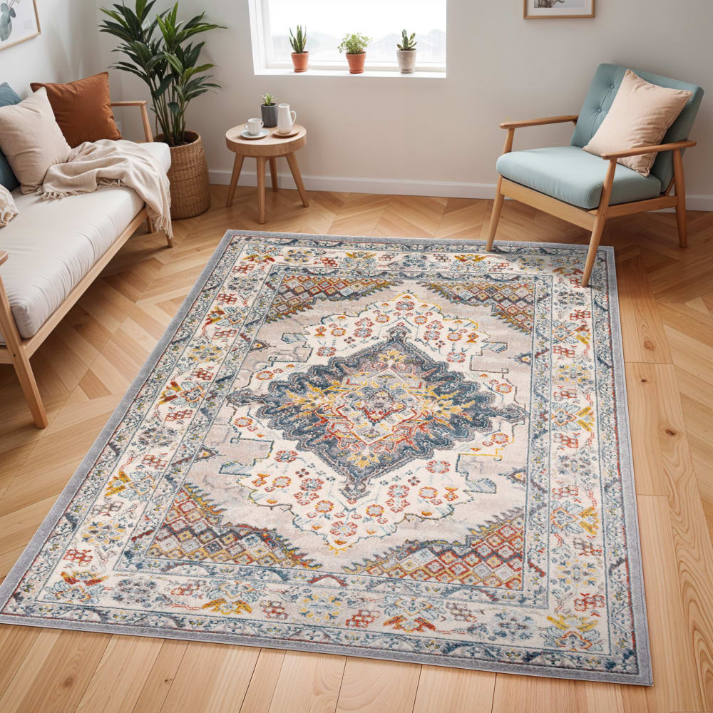 Alfombra vintage oriental multicolor/gris 200x275