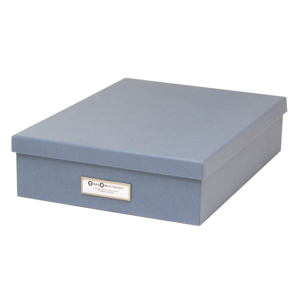 Caja a4 con portaetiquetas de metal - azul