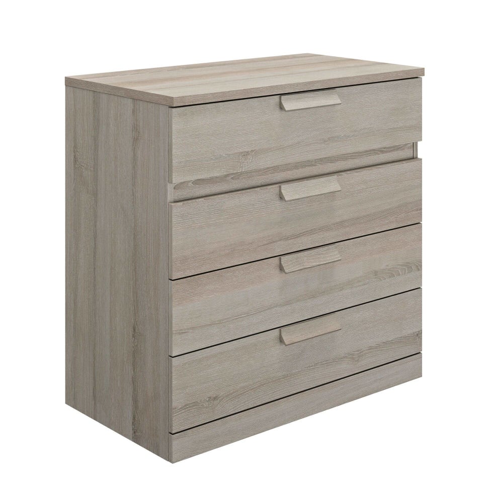 Commode 4 tiroirs effet bois gris