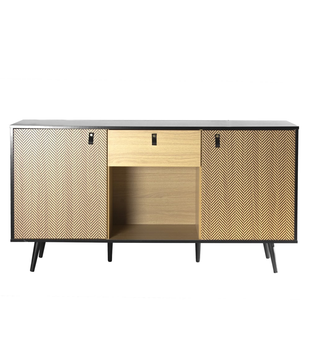 Calicosy Buffet 2 portes avec motif chevron L150cm - marron style contemporain Marron Panneau De Particules - 150x78x40cm