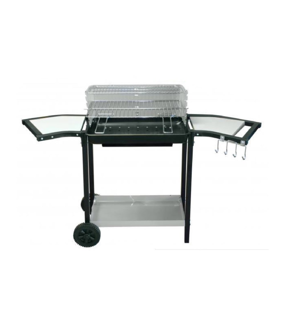 Barbecue double grille et repose-plats sur roulettes - Maisons du Monde